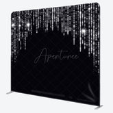 Aperturee - Aperturee Black Silver Glitter Party Square Tension Backdrop